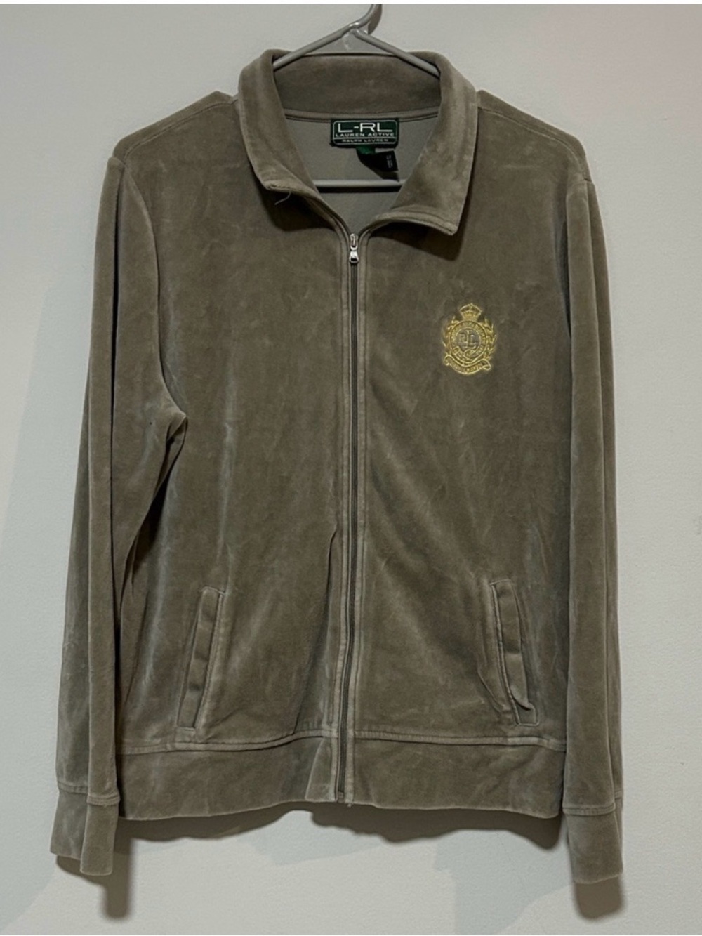 Ralph Lauren LRL Olive Green Velour Zip Jacket 0081